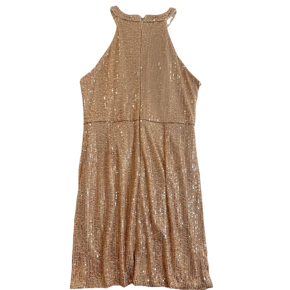 Gold Sequin Halter Dress Women’s 2XL Sleeveless Formal Bbonlinedress - Picture 8 of 10